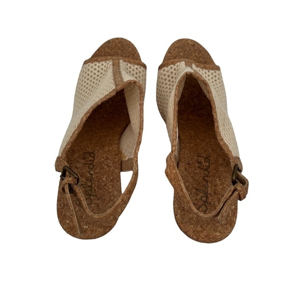 Splendid Tan Cork Mesh Platform Wedge Espadrille Sandals Size 9 Women’s - Picture 7 of 8